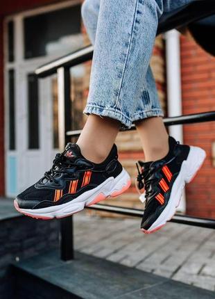 Кросівки жіночі adidas ozweego adiprene pride black white pink / жіночі кросівки адідас озвего