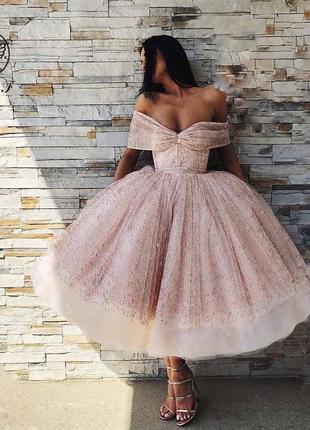 Богемна випускна блискуча пишна вечірня сукня плаття фатин в стилі chanel1 фото