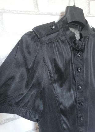Шелковая черная блуза короткий рукав4 фото