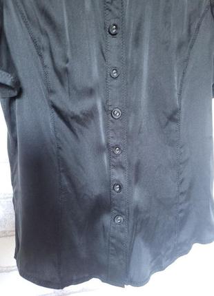 Шелковая черная блуза короткий рукав5 фото
