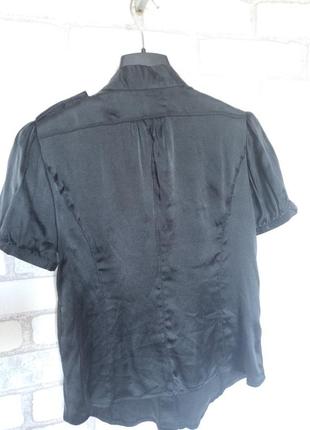 Шелковая черная блуза короткий рукав7 фото