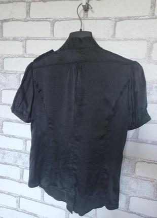 Шелковая черная блуза короткий рукав8 фото