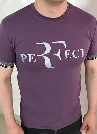 Чоловіча футболка стрейчева фіолетова з принтом hector