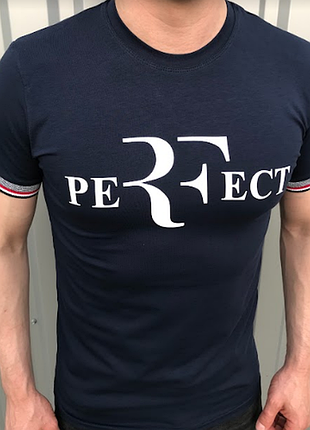 Мужская футболка стрейчевая темно-синяя с принтом hector