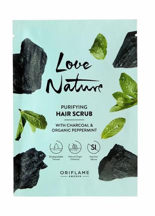 Скраб-шампунь для волос с углём и органической мятой love nature