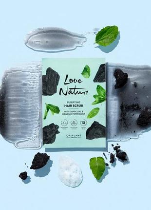 Скраб-шампунь для волос с углём и органической мятой love nature