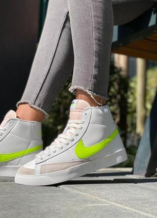 Nike blazer white «neon green logo» / жіночі кросівки найк блазер9 фото