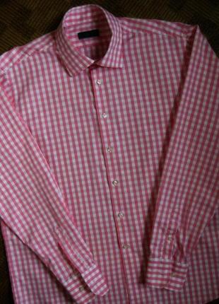 Рубашка в клетку suitsupply pure cotton батал большой размер ☕ xxl/54-56рр2 фото