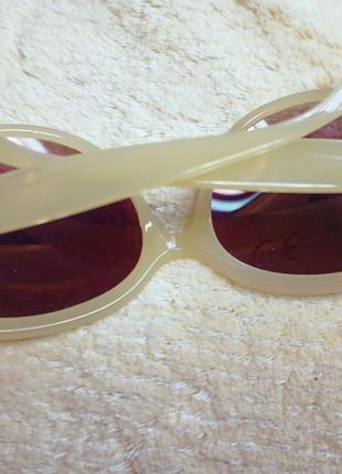 Массивные солнцезащитные очки стрекозы бежевая оправа . солнцезащитные очки. женские очки . жіночі окуляри2 фото