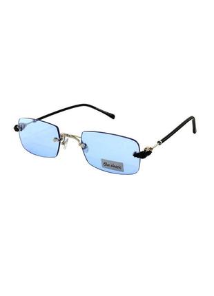 Жіночі сонцезахисні окуляри прямокутні blue classic блакитні лінзи, оправа метал