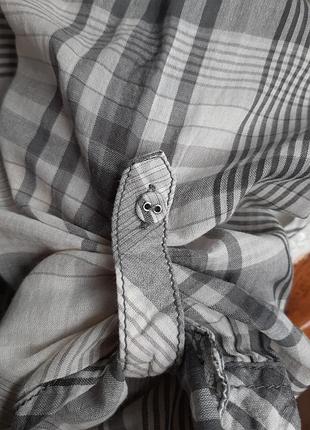 Довга світла сорочка в клітинку з рукавом кужуал7 фото