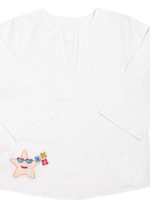 Детская рубашка-сорочка пляжная для девочки белая на рост 104 (10782)