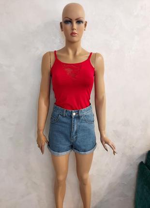 Джинсовые шорты, высокая посадка