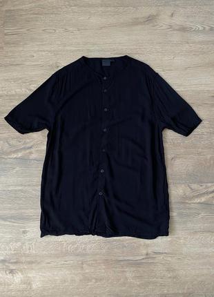 Чорна сорочка без коміра з віскози asos