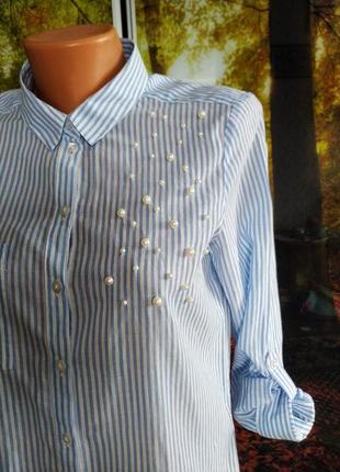 Стильна,котоннова  сорочка з перлинами 44 р.-only2 фото