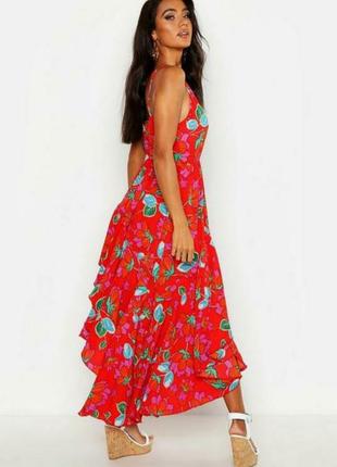 Очаровательное длинное цветочное платье рюши boohoo