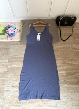 Платье базовое h&m натуральная ткань летнее сарафан миди3 фото