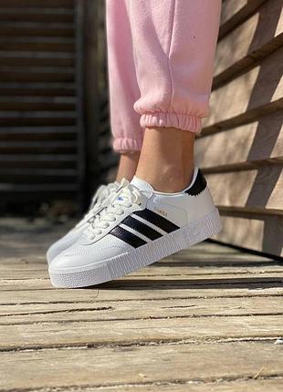 Кросівки жіночі kamanda adidas samba white black / жіночі кросівки адідас самба