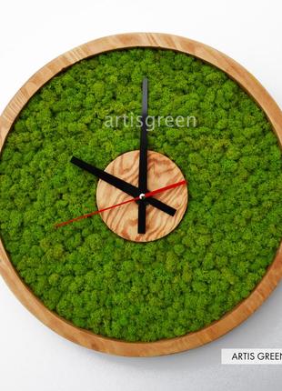 Настінні годинники зі стабілізованим мохом. еко-годинник мох круглі діаметр 40 див. ч13 фото