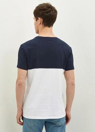 Мужская футболка lc waikiki/лс вайкики с синим верхом, белым низом reverse. фирменная турция5 фото