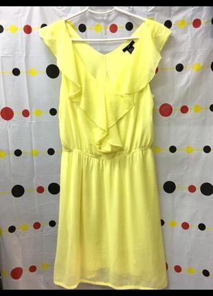 Платье сарафан шифоновое, лимонное h&m2 фото
