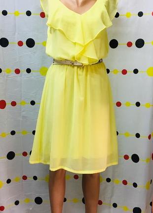 Платье сарафан шифоновое, лимонное h&m6 фото