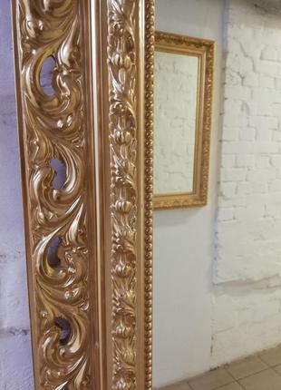 Зеркало настенное gold classic 75х175 см в раме из дерева золотого цвета2 фото