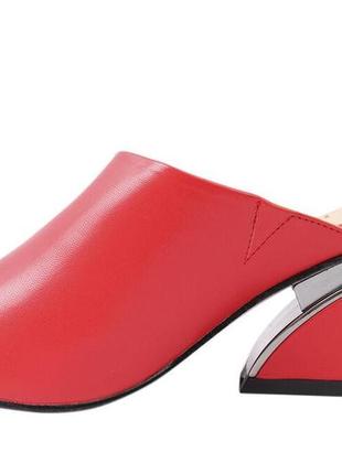 Шлепанцы женские, стильные, на большом каблуке, с открытой пятой, цвет красный, liici6 фото