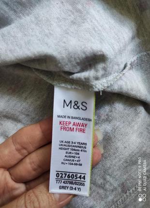 Платье, девочка, 3-4 лет,mark& spencer, котон , серое 3