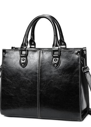 Женская кожаная чёрная сумка формата а 41 фото