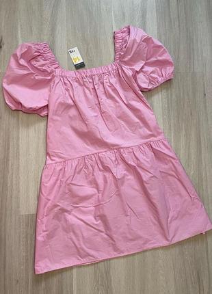 Новое с биркой розовое ярусное платье хлопок нова рожева ярусна сукня бавовняна оверсайз primark