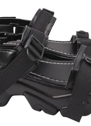 Босоножки женские из натуральной кожи, на низком ходу, с открытой пятой, черные, aesd