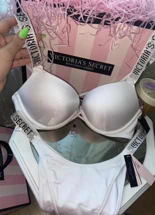 Купальник виктория сикрет victoria’s secret з камнями со стразами вікторія сікрет білий