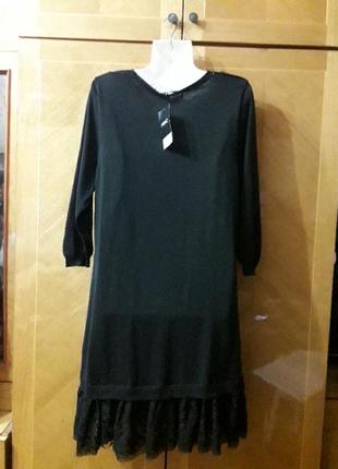 Брендове нове 100% бавовна  трикотажне плаття / туніка  з кружевом   р.18 від  new2 фото