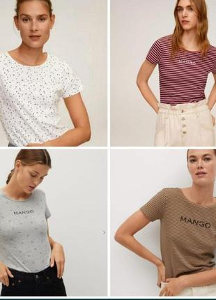 Mango zara bershka h&m, c&a котонові футболка топ футболка бавовняна в принт mango р. xs8 фото