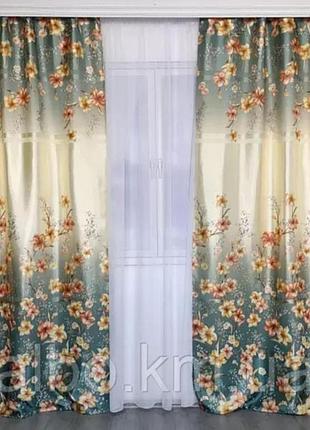 Шторы с цветочным принтом 150x270 cm (2 шт)