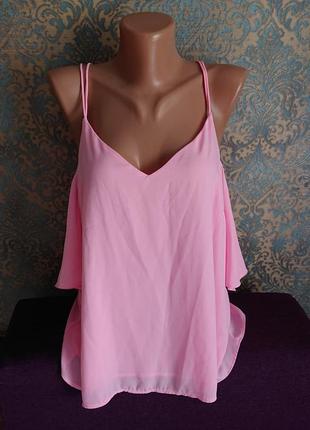 Женская розовая блуза с открытыми плечами блузка майка блузочка р.46/481 фото