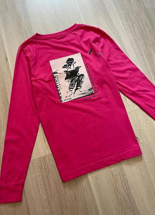 Бавовняний рожевий лонгслив світшот унісекс з принтом на спині бавовна рожевий бавовняний лонгслів