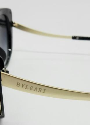 Bvlgari модные женские солнцезащитные очки кошечки черные с золотом4 фото