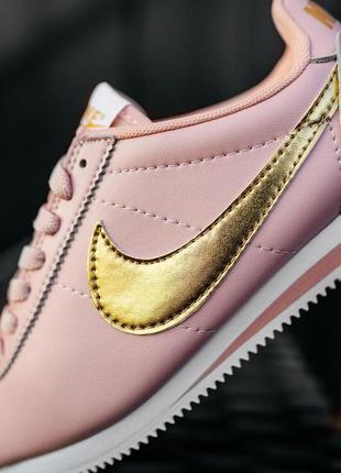 Nike cortez pink gold / жіночі кросівки найк кортез / рожеві4 фото