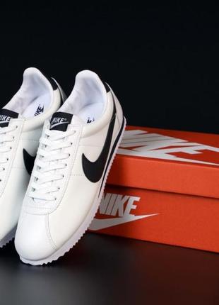 Nike cortez white black 2 жіночі кросівки/ найк кортез білі2 фото