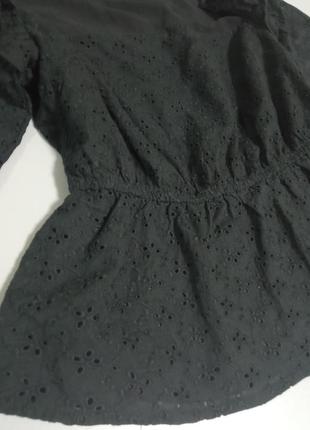 Блуза чорна з прошви пишний рукав4 фото