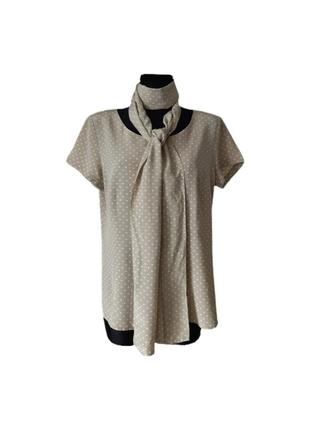 Шовкова вінтажна блуза блузка в горошок 100% шовк преміум-бренд madeleine р.48-505 фото