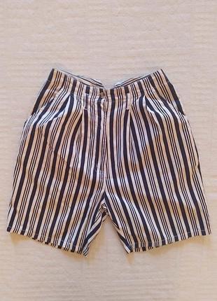 Шорти , бавовна, висока талія, синьо біла смужка