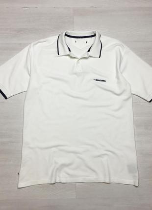 Брендова італійська чоловіча біла сорочка теніска фірмова чоловіча футболка поло diadora