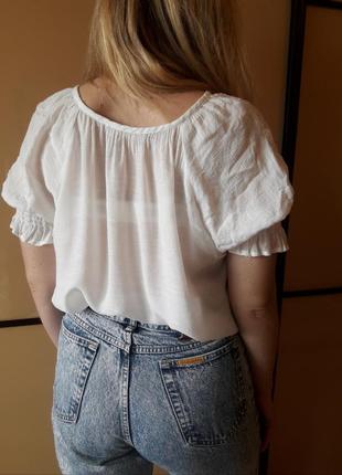 Сорочка бавовна оверсайз блуза білого вишивка3 фото