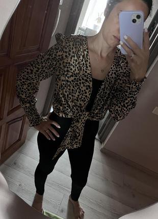 Модна стильна кофта топ кардиган на зав'язках хижий принт