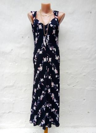 Красивое нежное лёгкое синие платье в принт цветы, кристаллы,вискоза,сарафан.