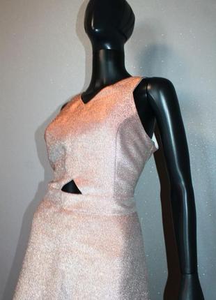 Сяюча сукня з отворами вирізами рожевий металлік а-силует 60-ті8 фото