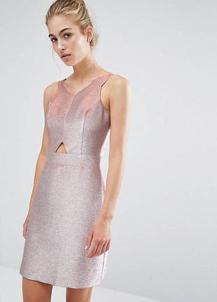Сяюча сукня з отворами вирізами рожевий металлік а-силует 60-ті4 фото